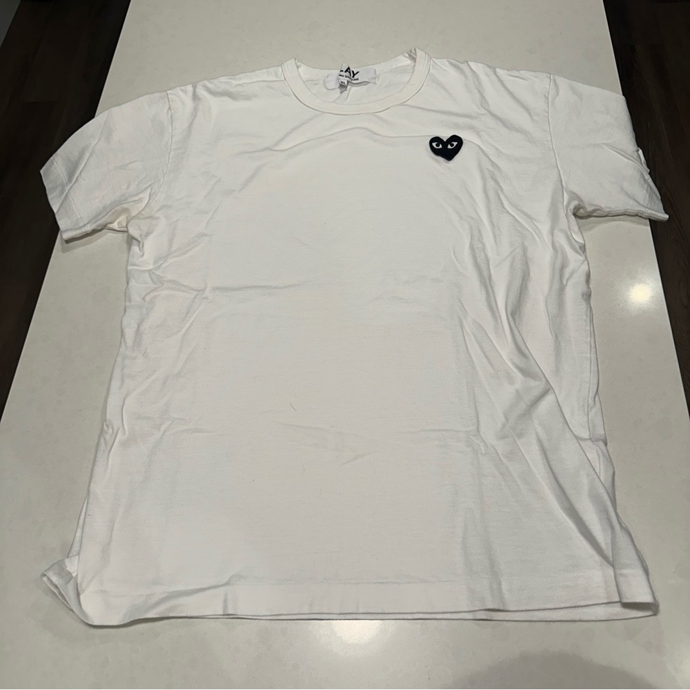 Comme des Garçons Play - Heart Logo Embroidered Crewneck T-Shirt - White - XL
